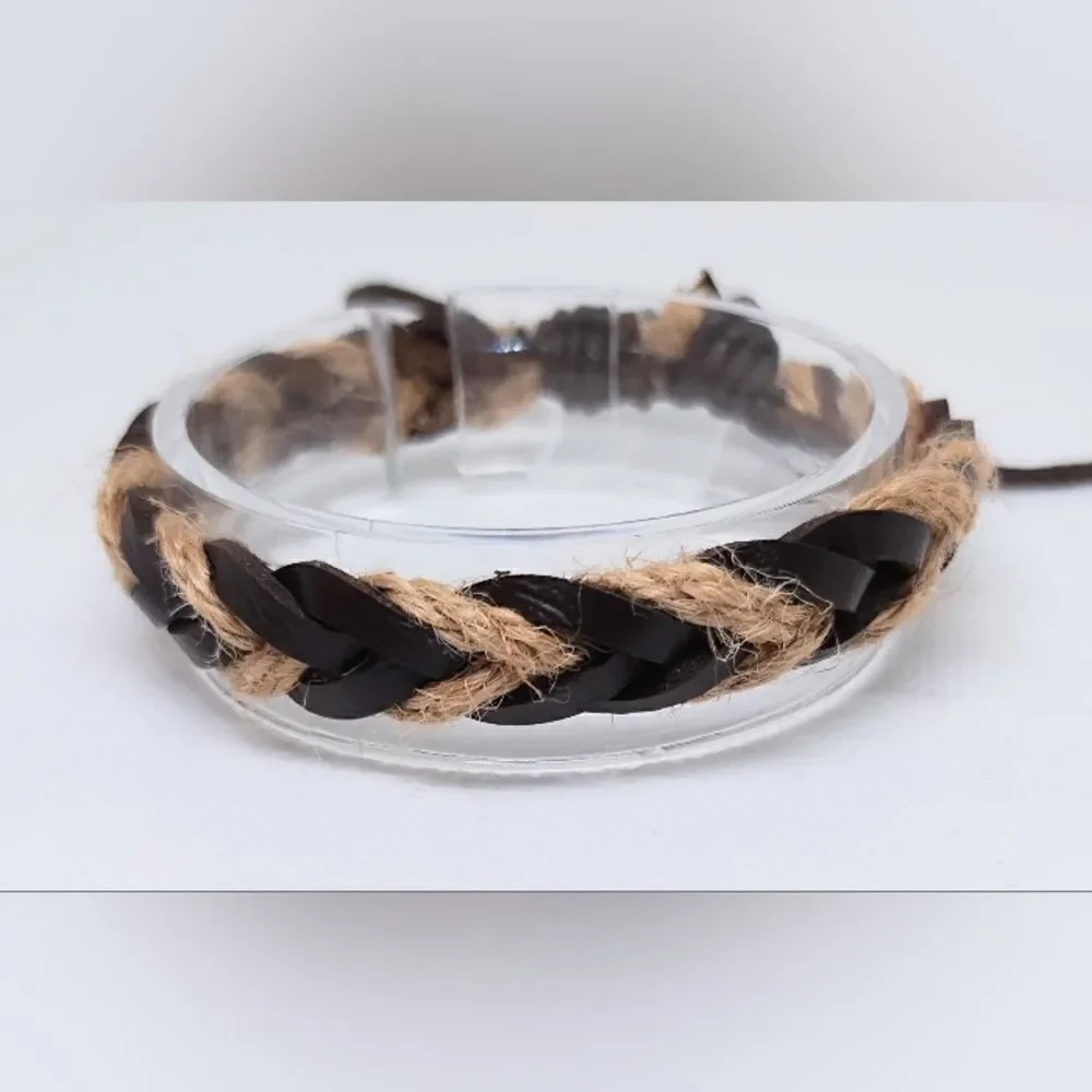 Men's‎ bracelet braided rope brown new e6